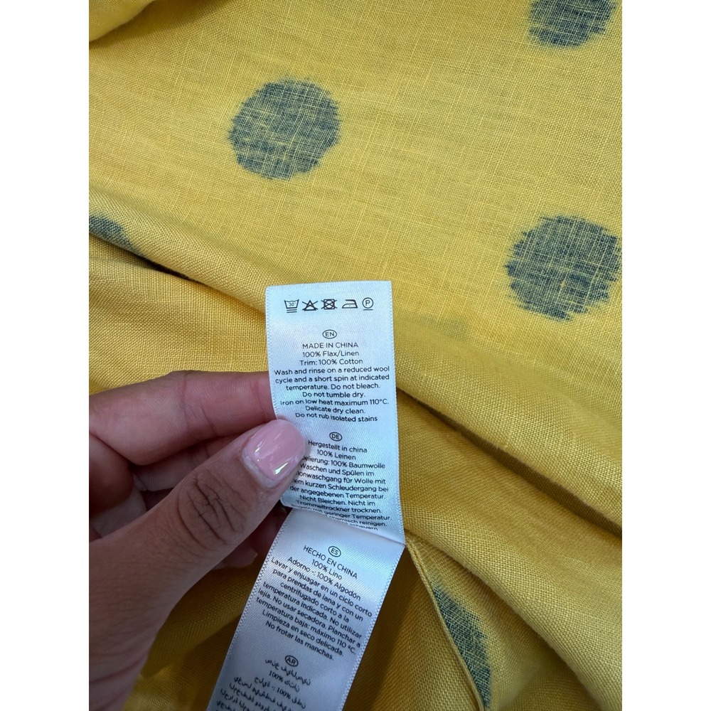 Hobbs London Carina twitchill Yellow Linen Polka Dot Tie Waist Dress 10 Preppy - Picture 5 of 7
